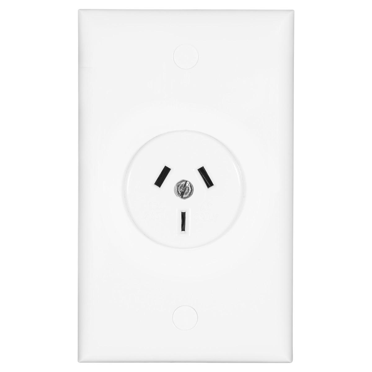 OUTLET PLUG BASE ON PLATE 10AMP WHITE