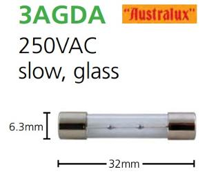 3AG GLASS FUSE SLOW 250V 3A 32X6.3MM