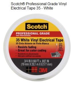 VINYL INSULATION TAPE WHITE 19mm X 20M