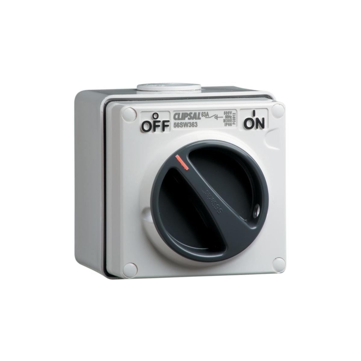 ISOLATOR IP66 1G 3P 63A 1WAY 500V CH/GRY