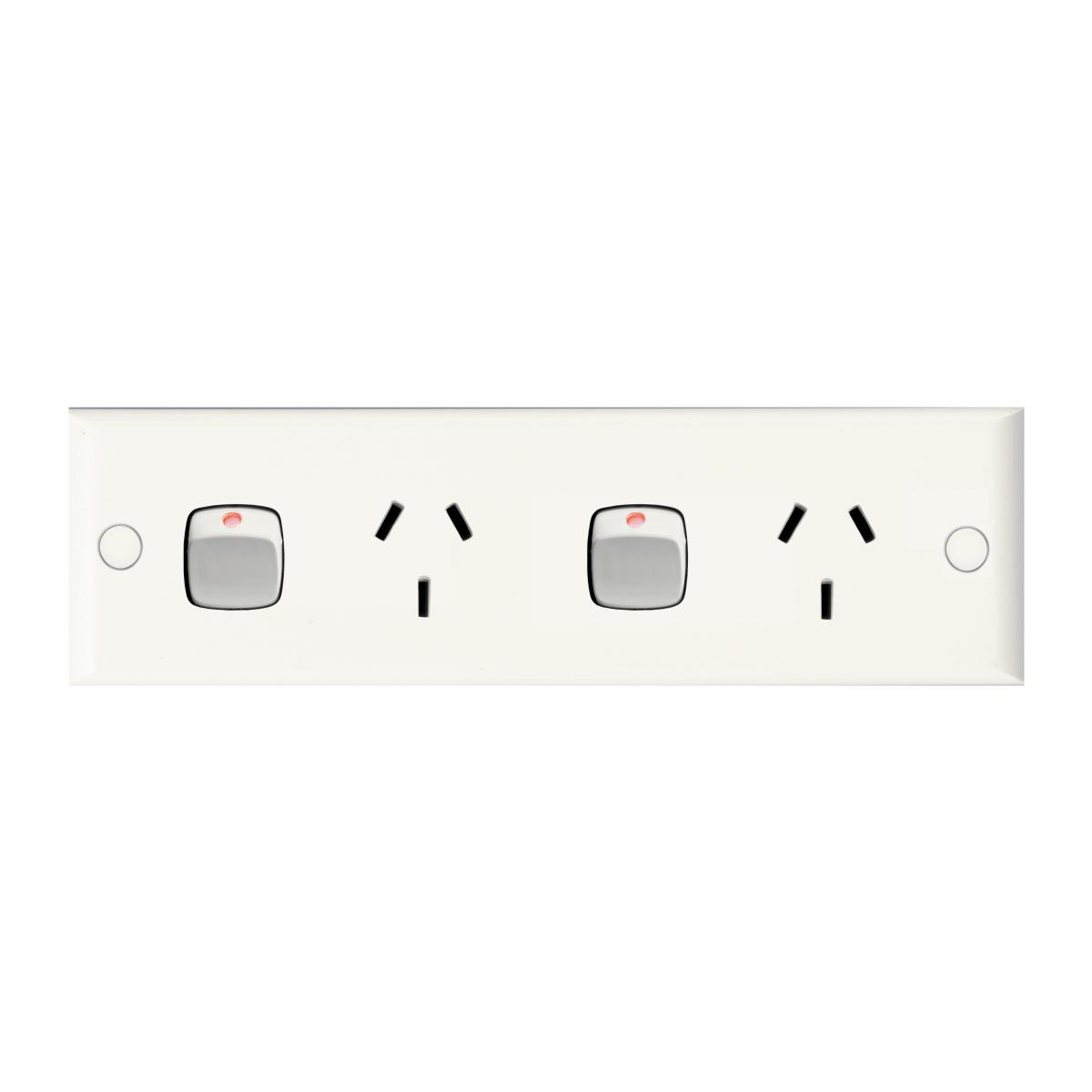 GPO DBL NARROW 10A 240V WHITE