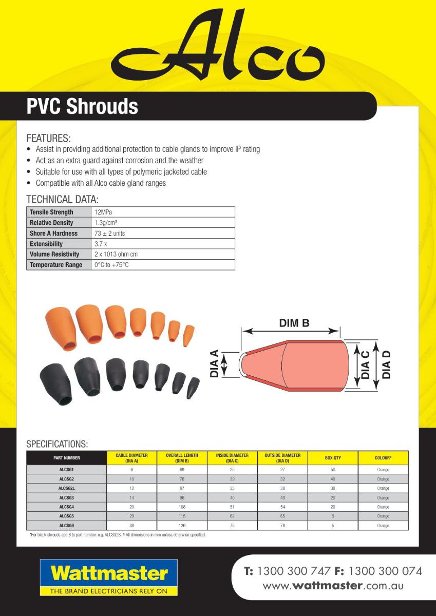 PVC SHROUD 38MM X 75MM ORANGE