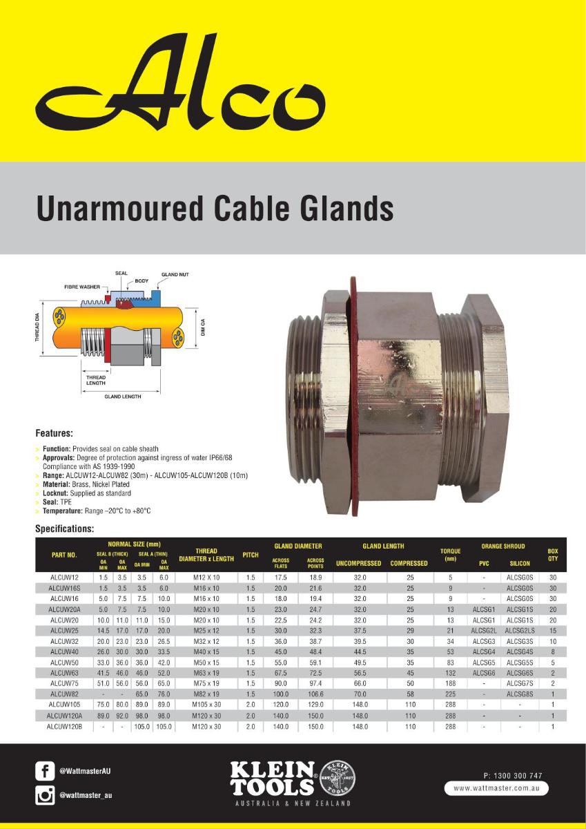 METAL CABLE GLAND W/P UNARMOURED 63MM