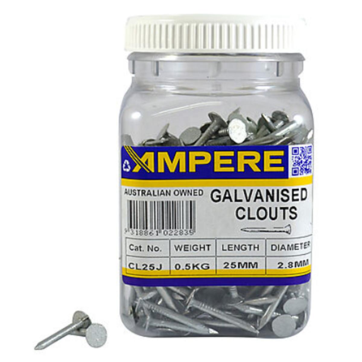 CLOUT 25MM JAR 0.5KG