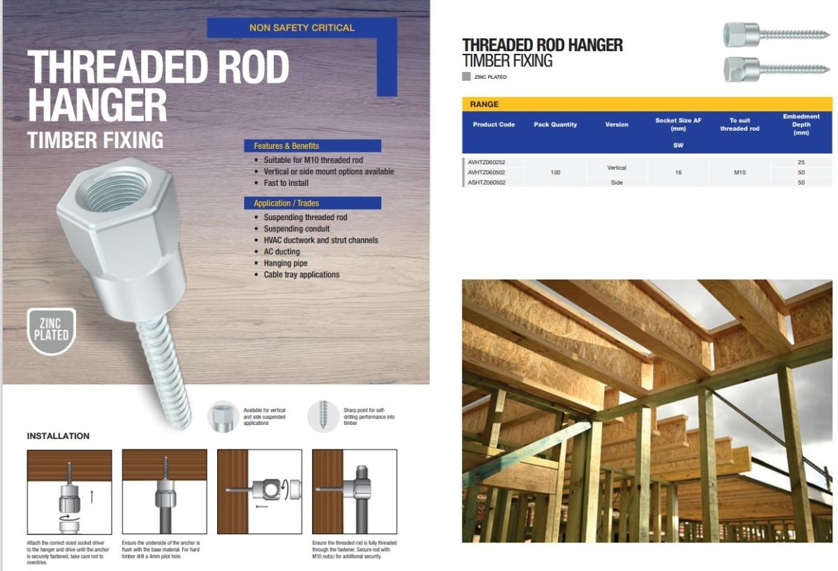 VERT HANG TIMBER 10MM ROD ZNC 1/4IN X25M