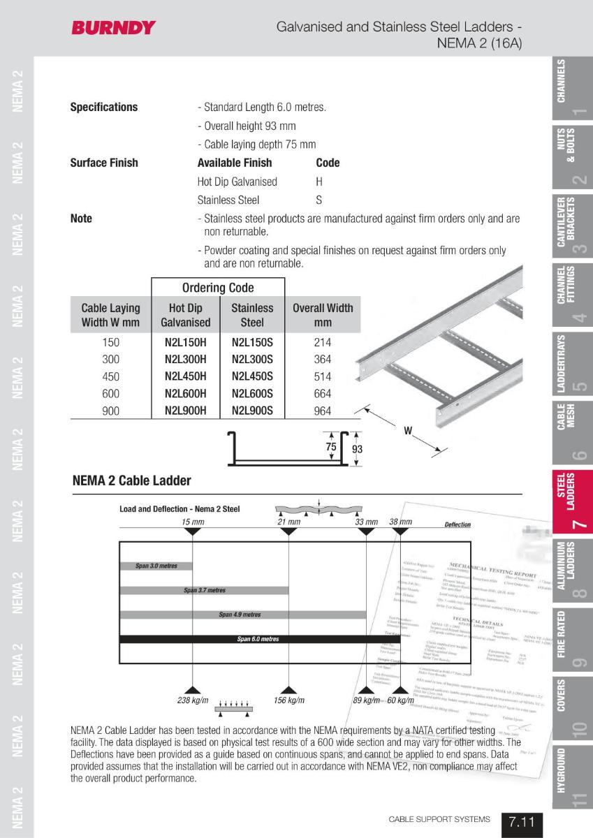 CABLE LADDER NEMA 2 150MM 6MTR HDG