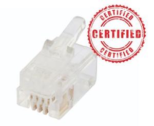 PLUG RJ11 4P4C ROUND SOLID 100PK