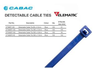 DETECTABLE CABLE TIE 5215 200X4.8MM BL