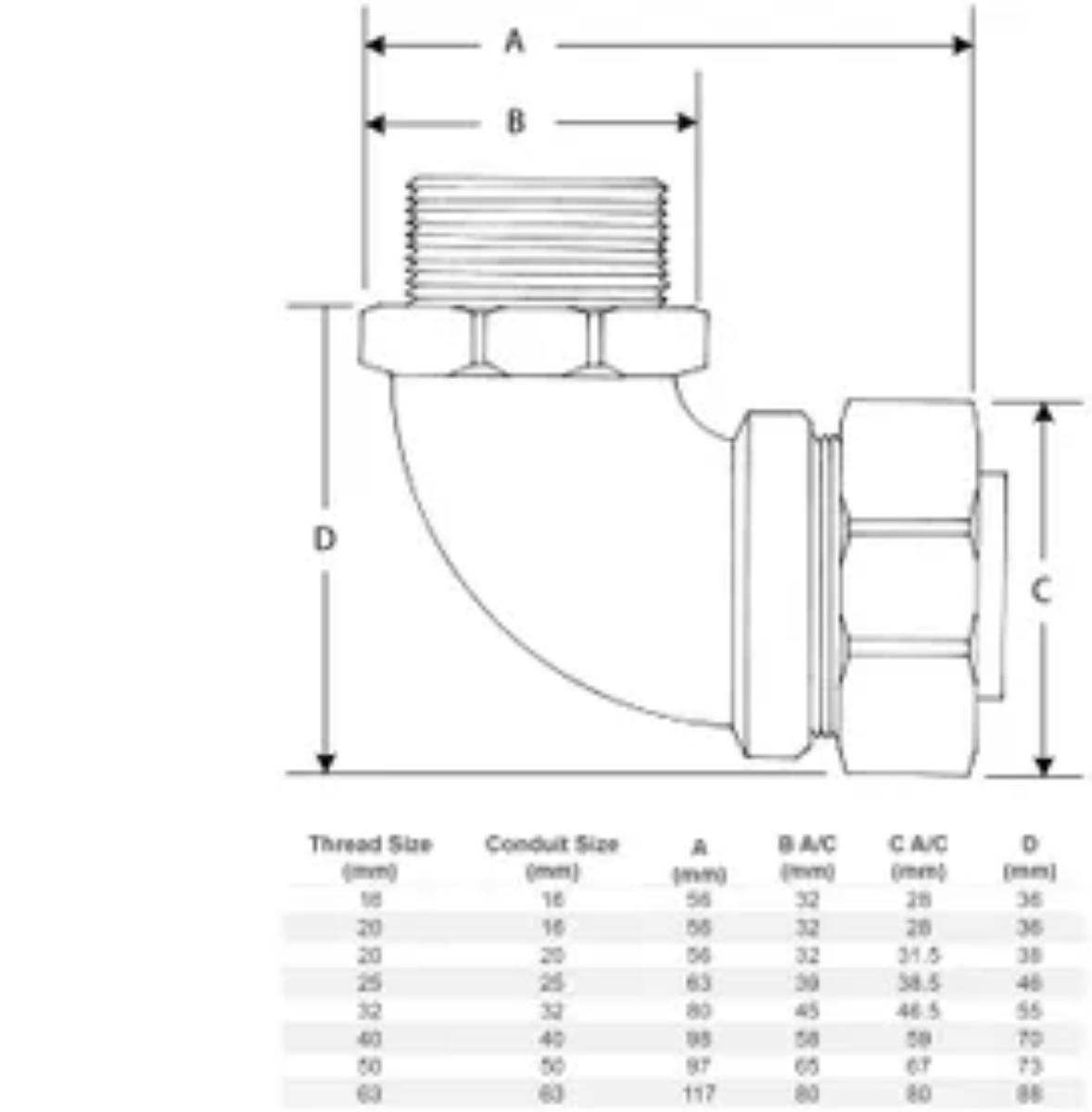 METAL TERMINATOR 90 DEG BRASS 20/20MM