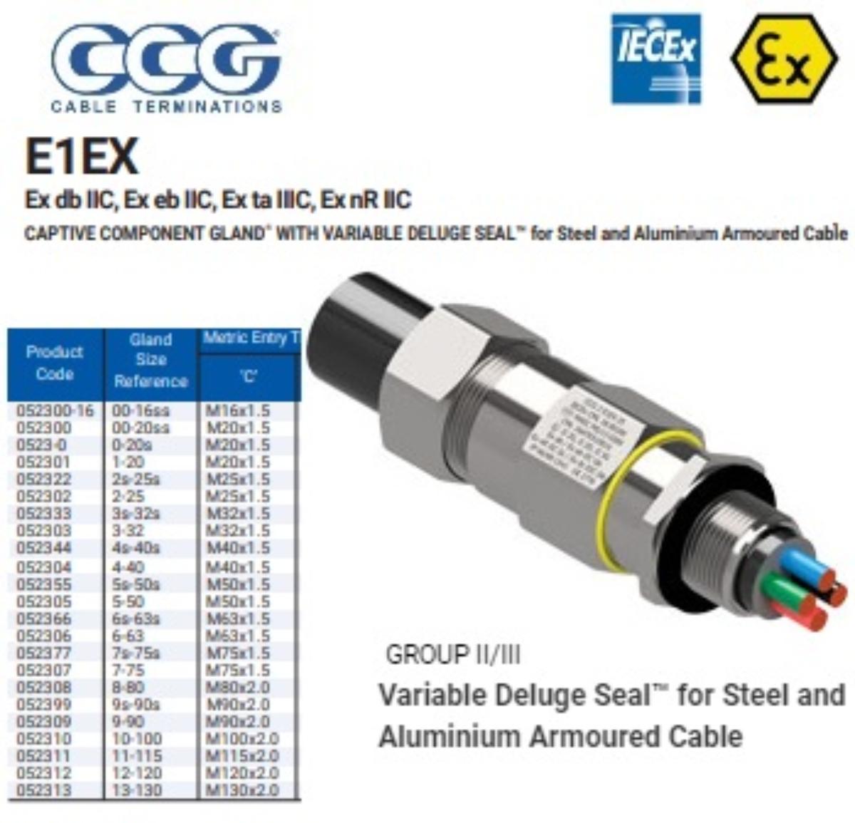 E1EX-5 METAL CABLE GLAND W/P ARM 50MM