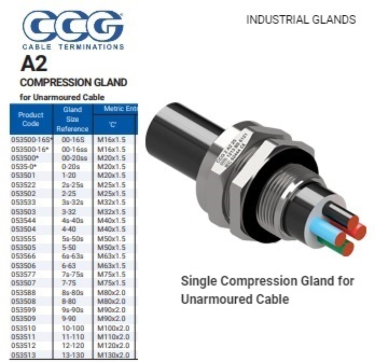 A2-5S METAL CABLE GLAND W/P UNARM 50MM