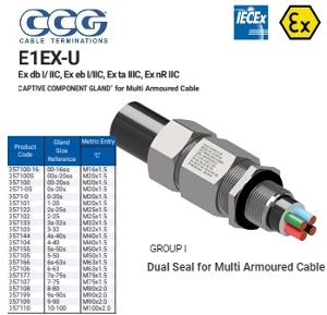 E1EX-U-2S METAL CABLE GLAND W/P ARM 25MM