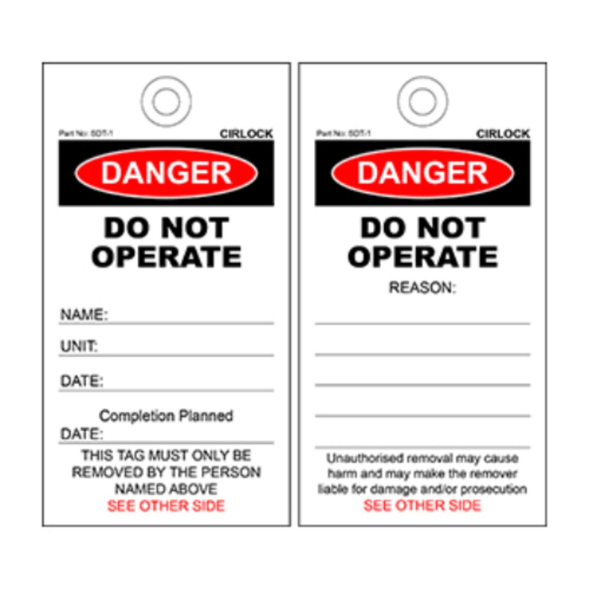 OUT OF SERVICE TAG DO NOT USE OR OPER 5P