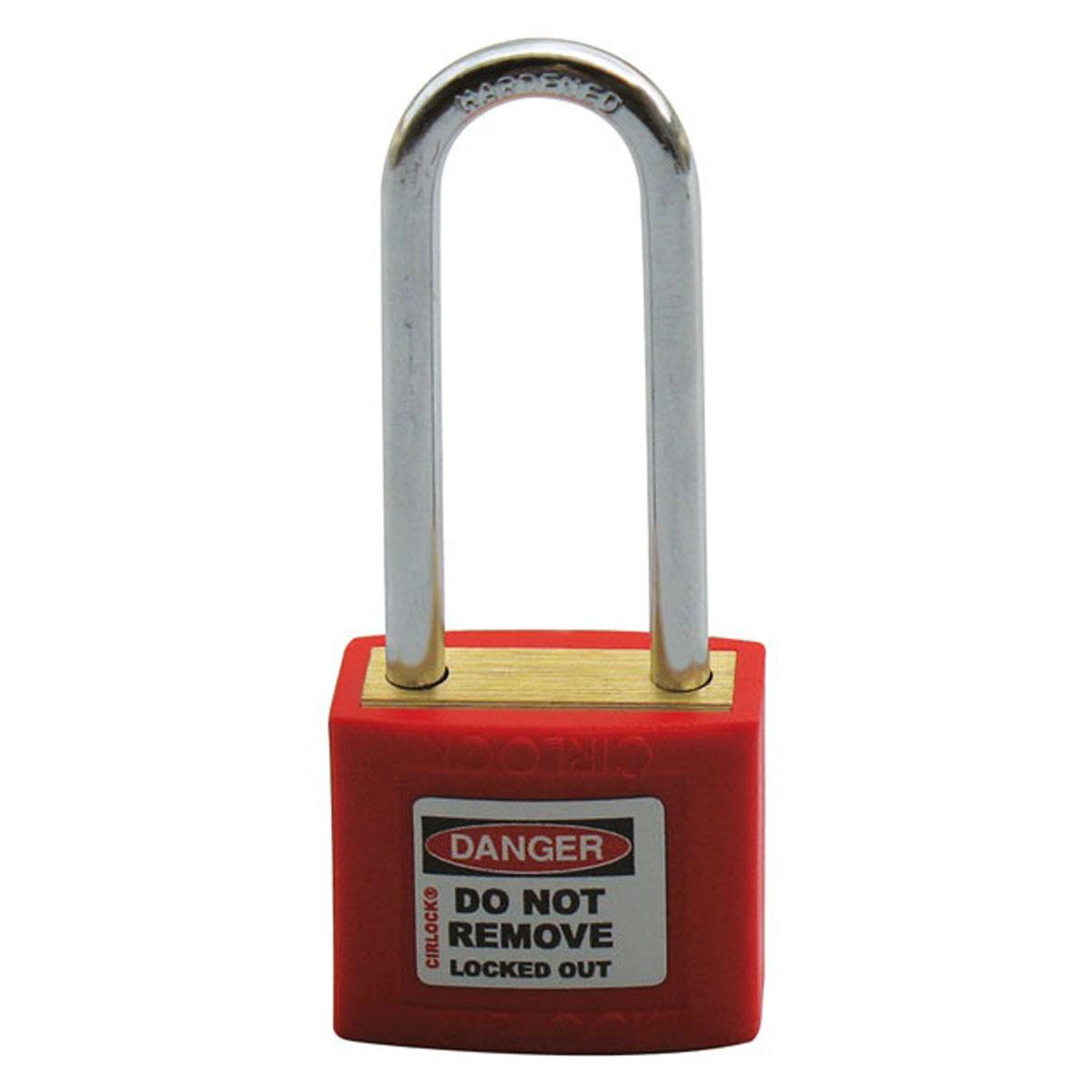 BRASS LOCKOUT PADLOCK 50MM SHACKLE RED