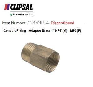 ADAPTOR BRASS 1IN NPT MALE - 20MM FEMALE