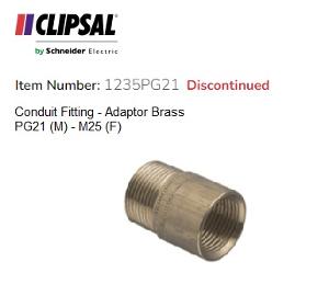 ADAPTOR BRASS PG21 MALE - 25MM FEMALE