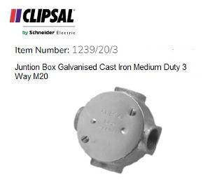 JUNCTION BOX ROUND GALV 20MM 3WAY