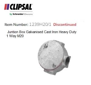 JUNCTION BOX GALV C/IRON H/D 20MM 1WAY