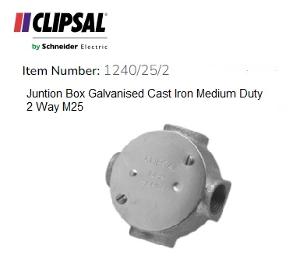 JUNCTION BOX GALV C/IRON L/D 25MM 2WAY JUNCTION BOX GALV C/IRON L/D 25MM 2WAY