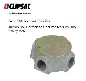 JUNCTION BOX GALV C/IRON L/D 25MM 3WAY