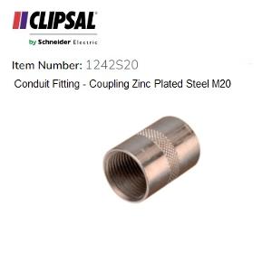 COUPLING ZINC PLATED STEEL 20MM