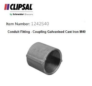 COUPLING ZINC PLATED STEEL 40MM