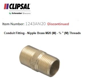 NIPPLE BRASS COND 20MM/ 3/4IN