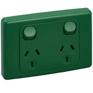 2000 DBL GPO 250V 10A S/P GREEN 2000 DBL GPO 250V 10A S/P GREEN