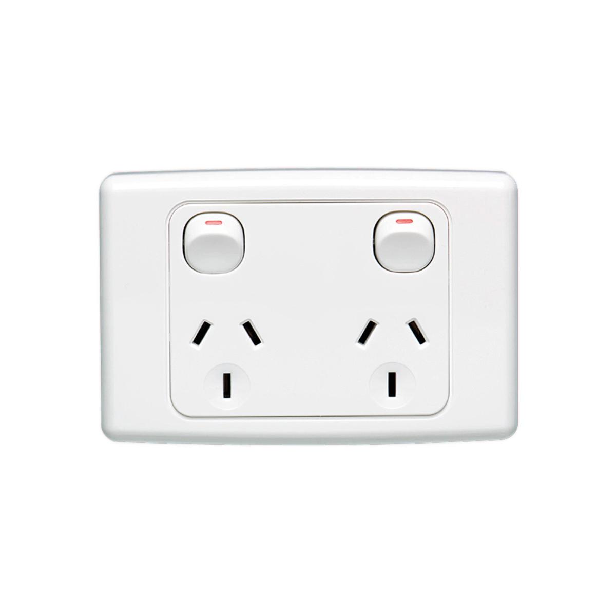GPO SOCKET SWT TWIN 10A 250V WHITE