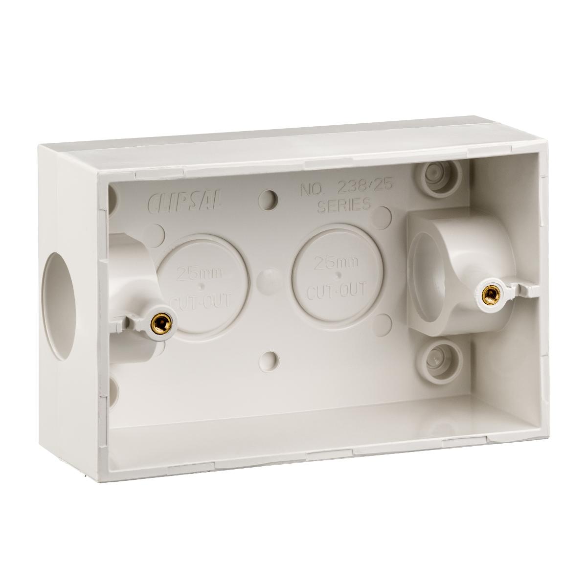 ENCL MOUNTING BOX 2X25MM ENTRIES WHITE