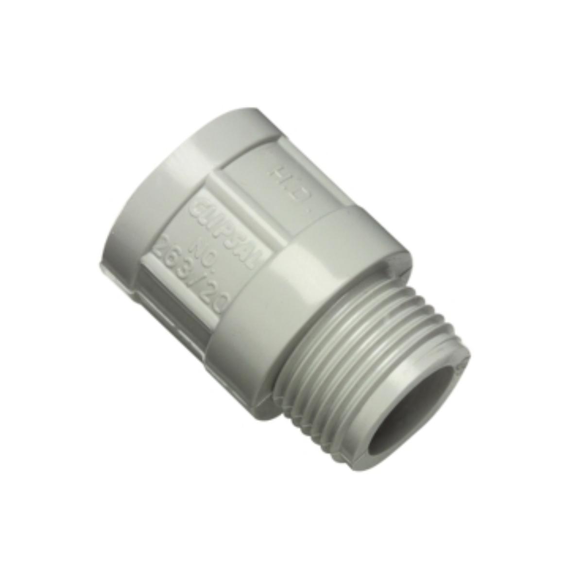 PLAIN TO SCREWED ADAPTOR PVC 20MM GREY