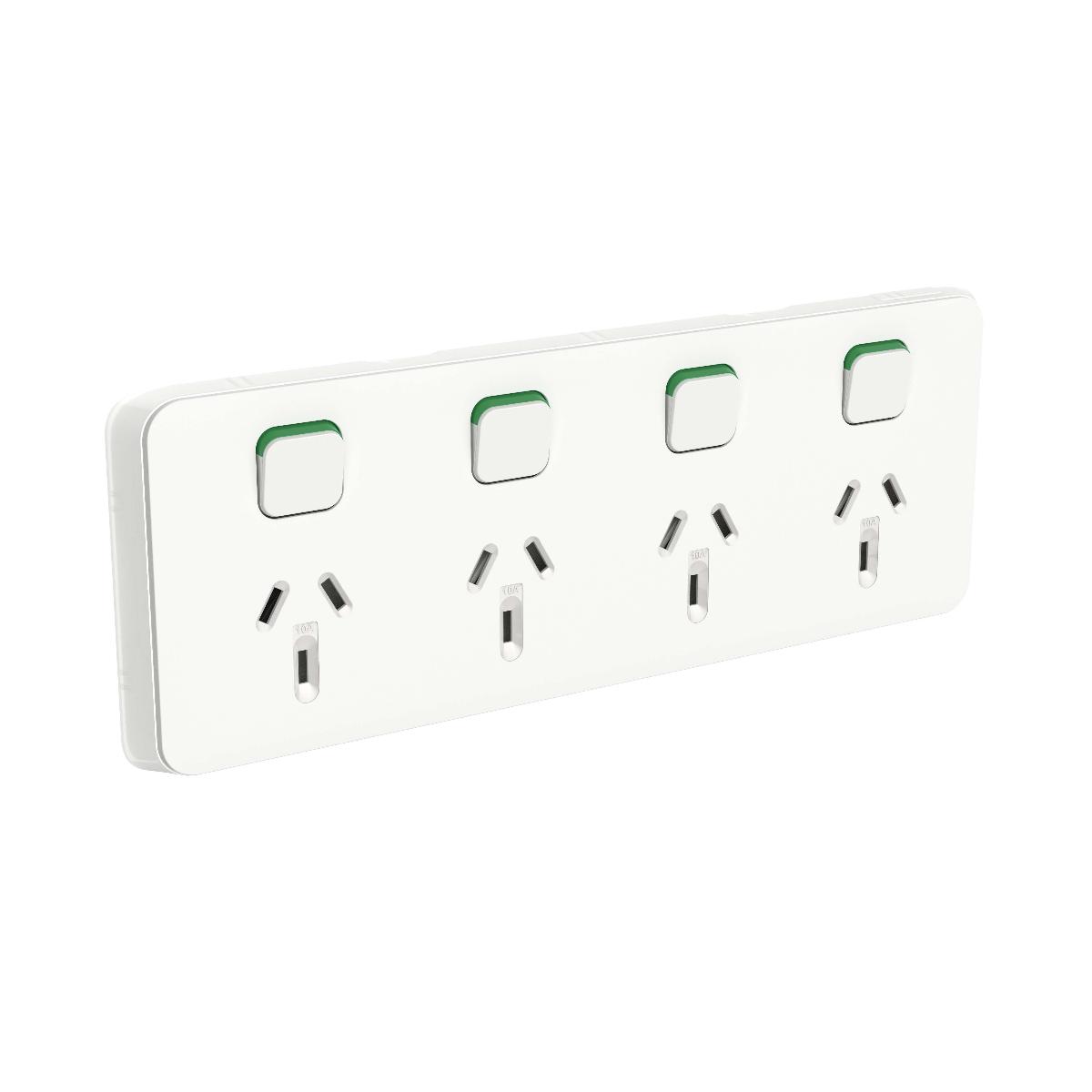 ICONIC QUAD GPO 10A HORIZ VIVID WHITE
