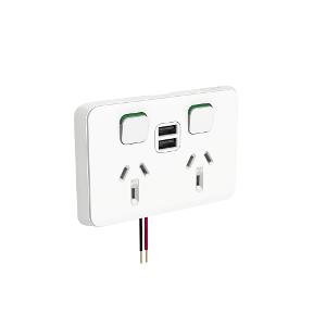 ICONIC DBL GPO + DUAL USB CHRGR 10A WHT