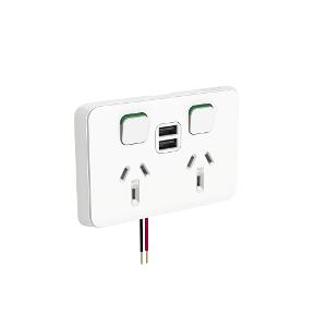 ICONIC DBL GPO + DUAL USB CHRGR 10A WHT ICONIC DBL GPO + DUAL USB CHRGR 10A WHT