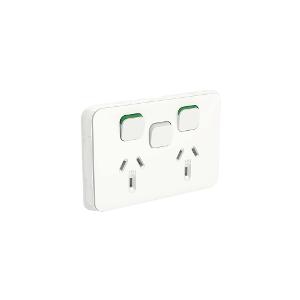 ICONIC DBL GPO + EXT SW HOR 10A VIV WHT ICONIC DBL GPO + EXT SW HOR 10A VIV WHT