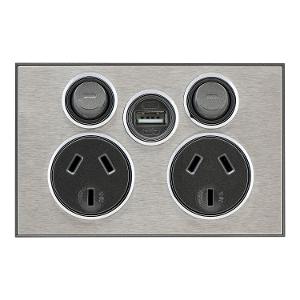 SATURN DBL GPO + 1 USB CHGR 10A HOR SIL SATURN DBL GPO + 1 USB CHGR 10A HOR SIL