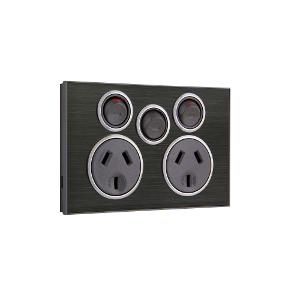 SATURN DBL GPO + REM EXT SW 10A HOR BLK SATURN DBL GPO + REM EXT SW 10A HOR BLK