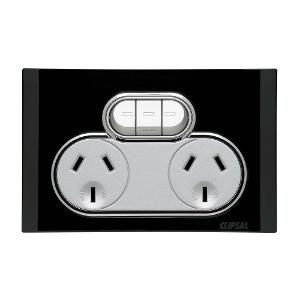 SATURN DBL GPO + EXT SWITCH 10A ESP BLK SATURN DBL GPO + EXT SWITCH 10A ESP BLK