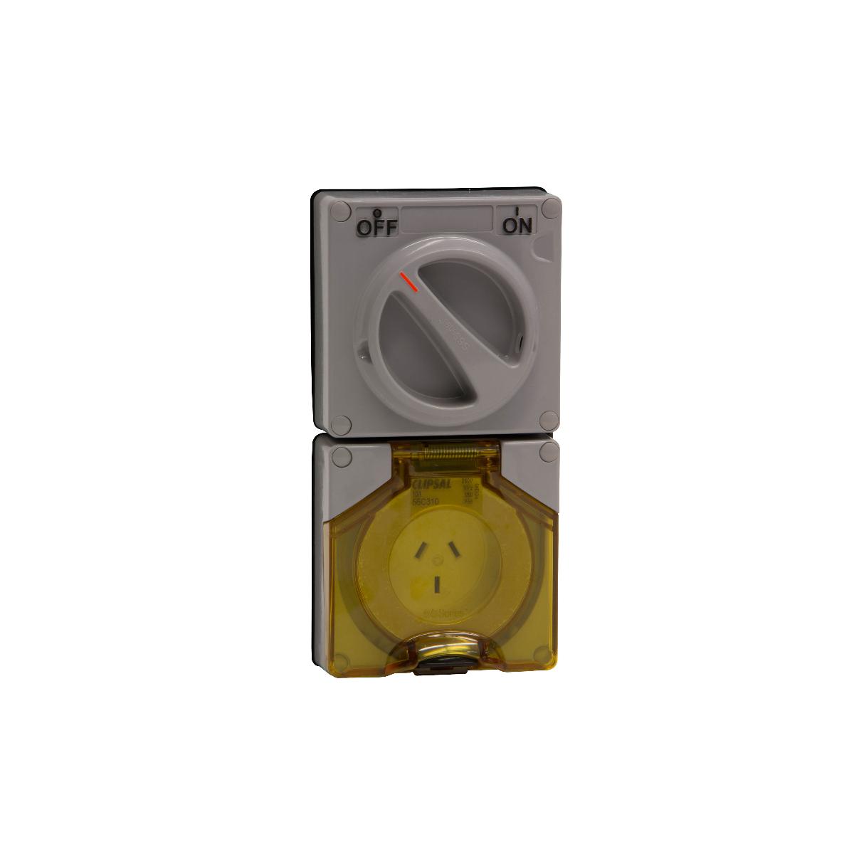 OUTLET SWITCHED IP66 3PIN 10A 250V LE GR