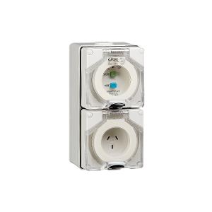 OUTLET SOCKET RCD IP66 3P 10A 500V GRY