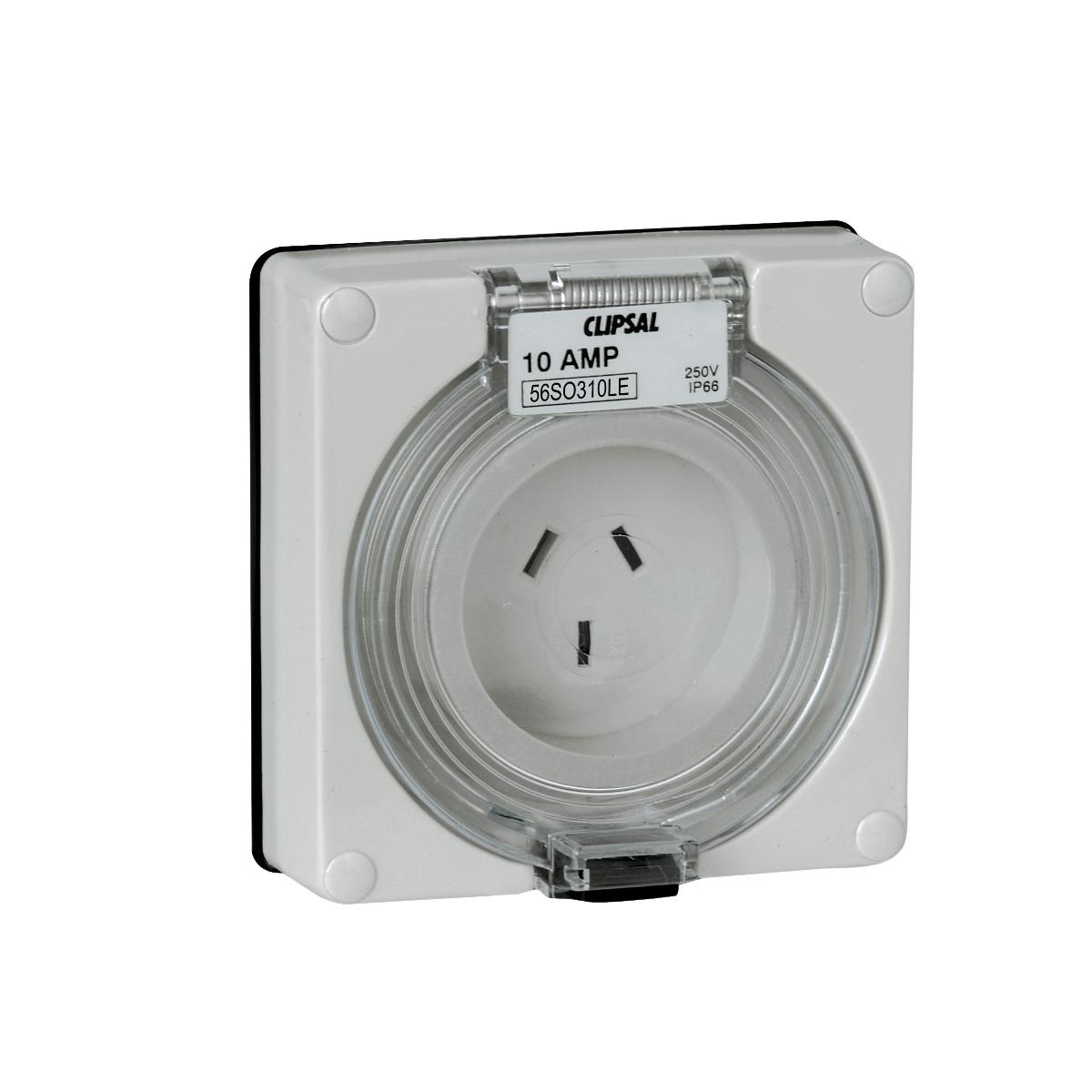 OUTLET SOCKET IP66 3PIN 10A 250V L/E GRY