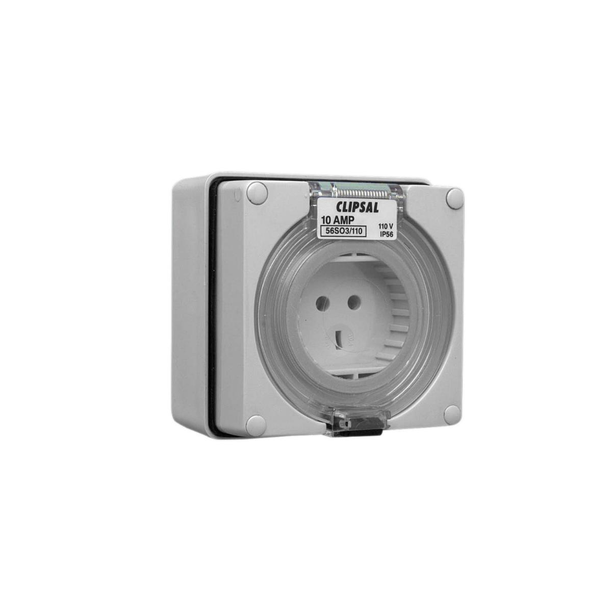 OUTLET SOCKET IP66 3PIN 10A 110V GREY