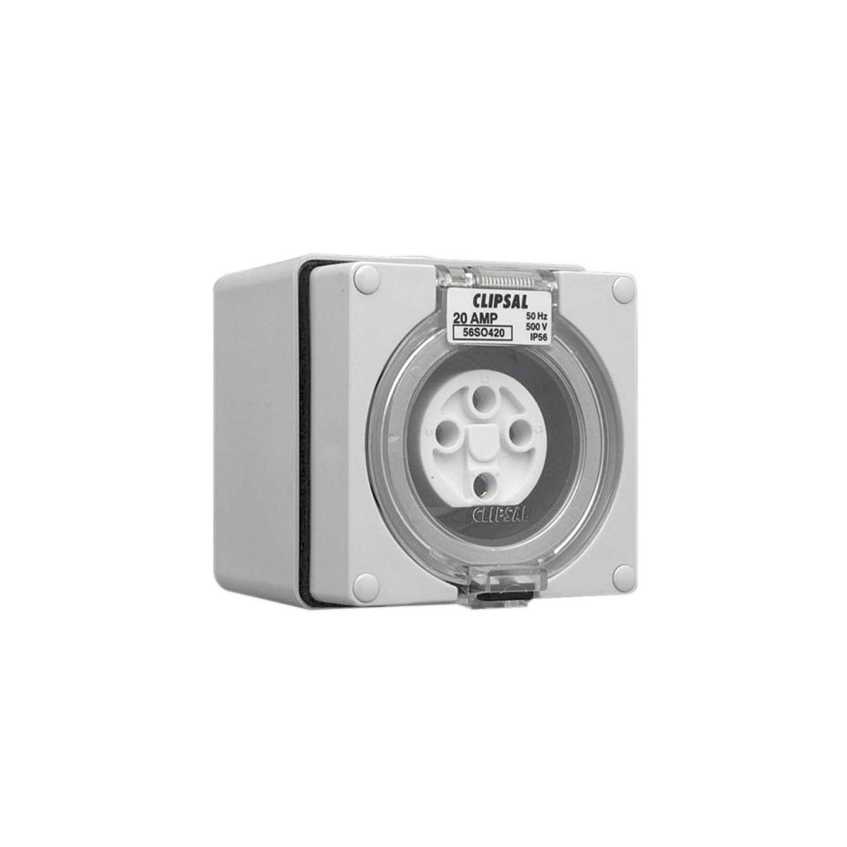 OUTLET SOCKET IP66 4PIN 20A 500V GREY