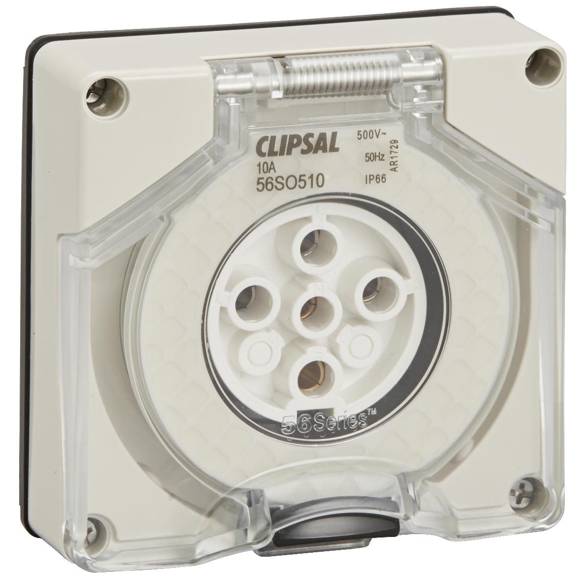 OUTLET SOCKET IP66 5PIN 10A 500V L/E GRY