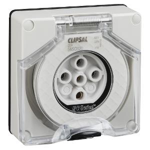 OUTLET SOCKET IP66 5PIN 20A 500V L/E GRY