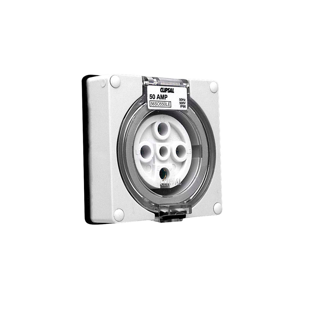 OUTLET SOCKET IP66 5PIN 50A 500V L/E GRY