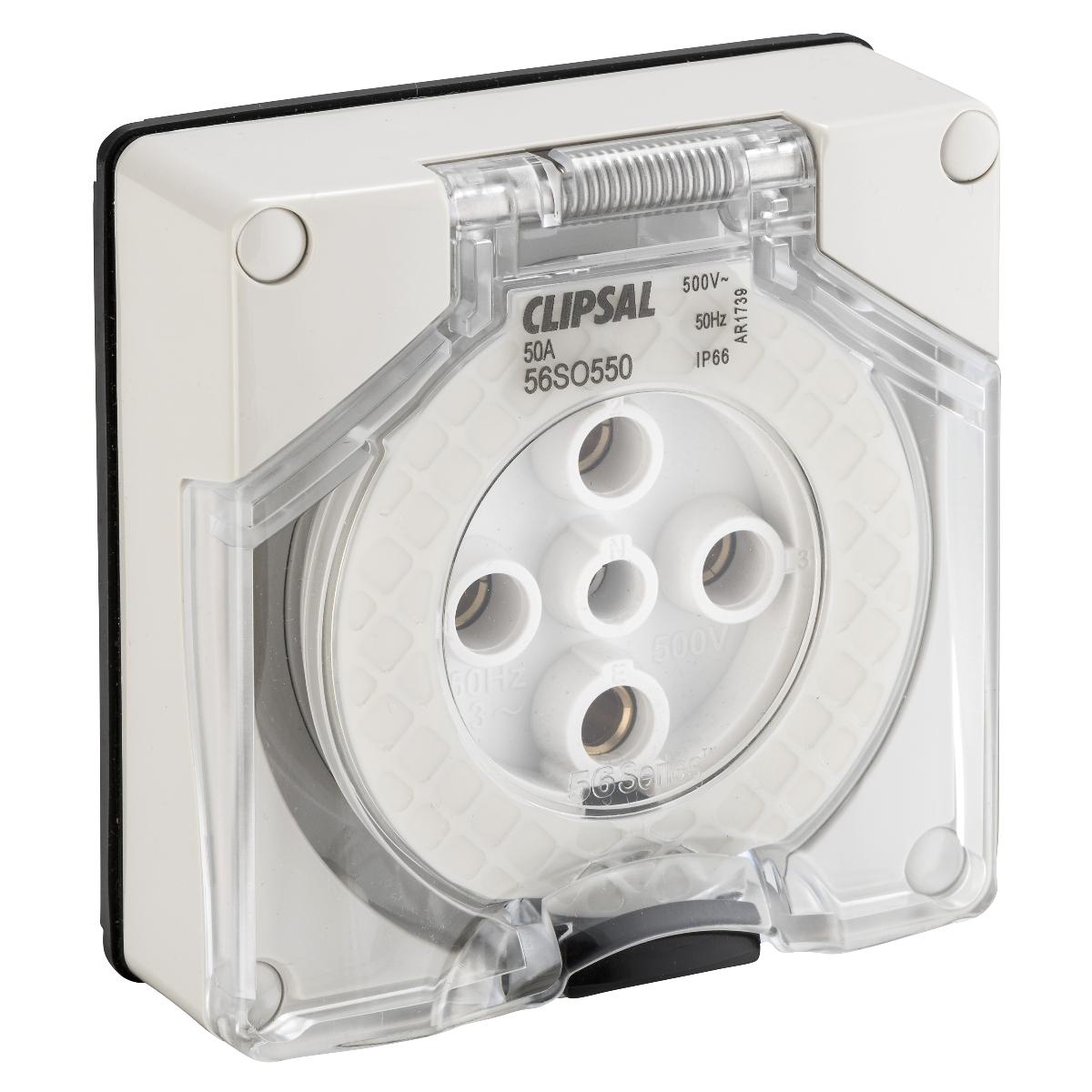 OUTLET SOCKET IP66 5PIN 50A 500V L/E GRY