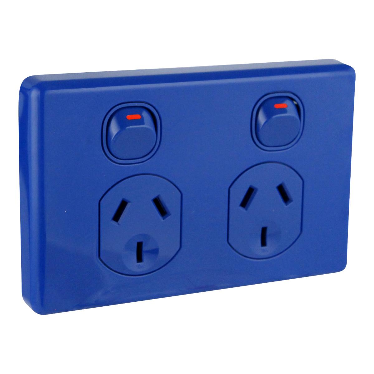 C2000 DBL GPO 250V 10A S/P DARK BLUE