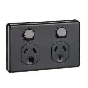 C2000 DBL GPO 250V 10A D/P BLACK C2000 DBL GPO 250V 10A D/P BLACK