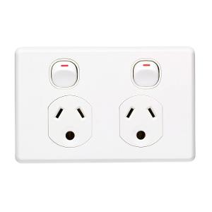 C2000 DBL GPO RND EARTH 250V 10A S/P WHT C2000 DBL GPO RND EARTH 250V 10A S/P WHT